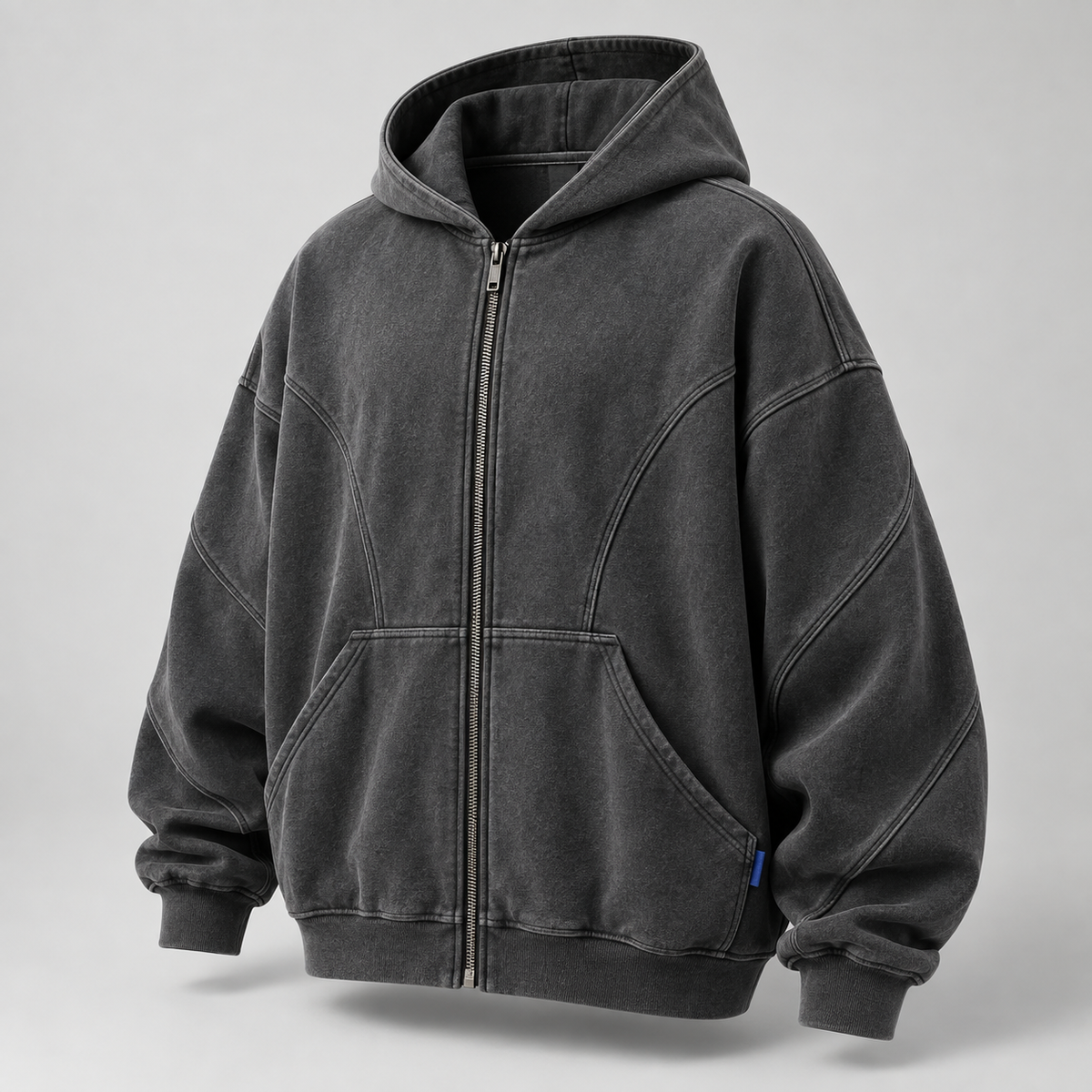 Concrete Zip Hoodie in washed graphite