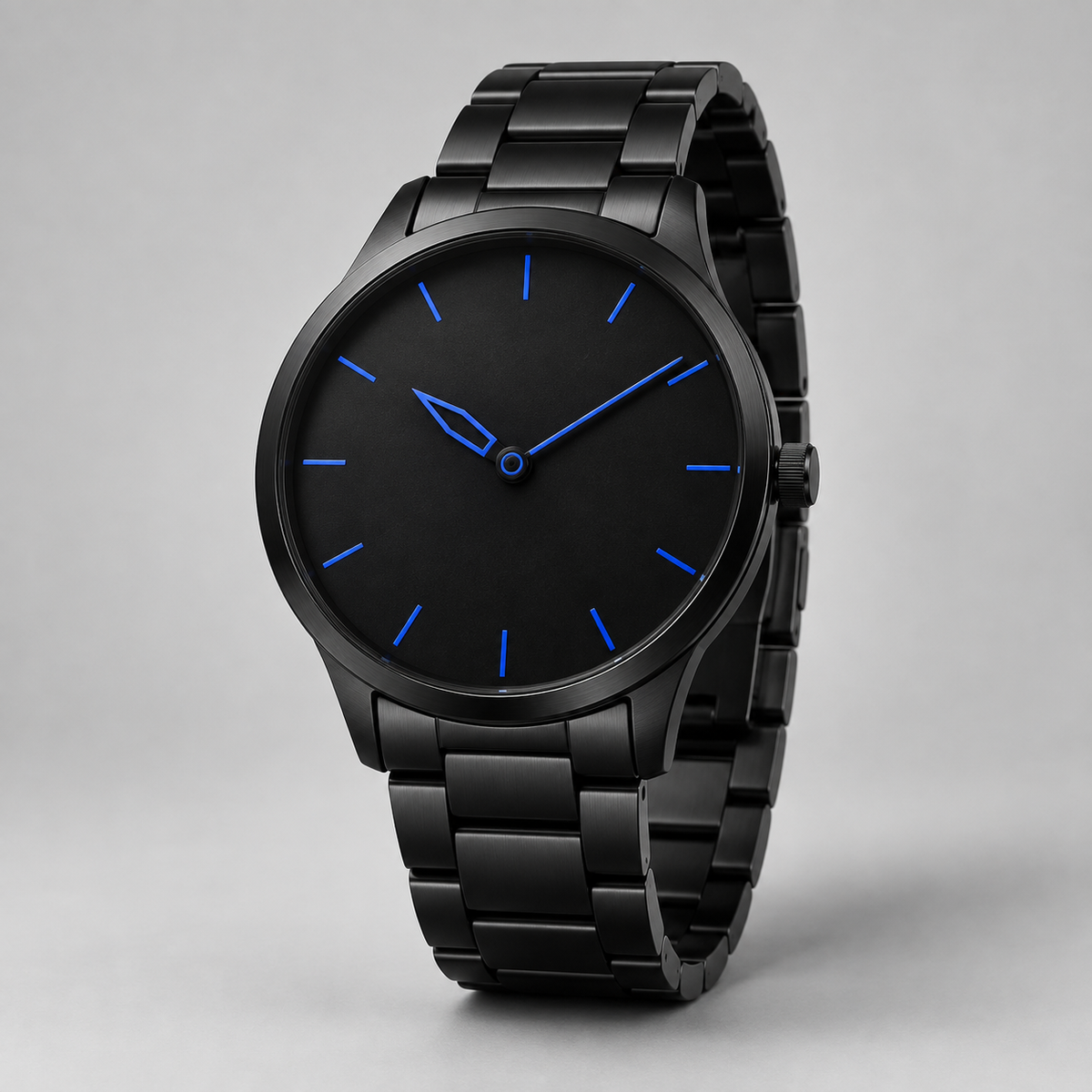 Zero Hour Watch in black with cobalt markers